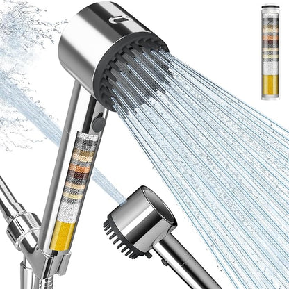 Filtered Shower Head with Handheld, 5 Spray Mode Showerhead with Filters | Cobbe Filtered Shower Head with Handheld Built-in Power Wash - Remove Chlorine - Reduces Dry Itchy Skin, Chrome
