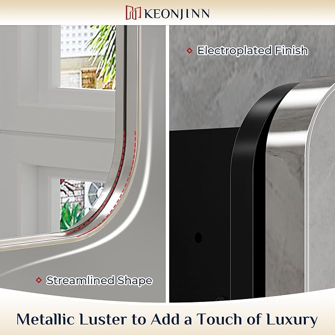 Keonjinn 20 x 32 Inch Chrome Medicine Cabinets for Bathroom with Mirror Adjustable Shelves Stainless Steel Framed Rounded Rectangle Single Door Surface Wall Mounted Silver Bathroom Storage Cabinet | Stainless Steel Framed, Adjustable Shelves, Recessed ...