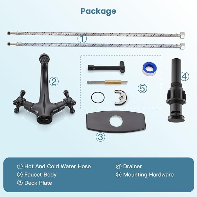 gotonovo Bathroom Sink Faucet Single Hole Double Cross Handle Knobs Lavatory Vessel Sink Mixer Tap Bathroom Faucet with Pop up Drain and Deck Cover Plate Oil Rubbed Bronze