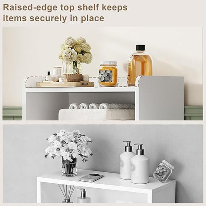 ChooChoo Small Bathroom Storage Cabinet, Narrow Toilet Paper Cabinet with 2 Door and Shelves, Freestanding Bathroom Floor Cabinet and Organizers for Small Spaces, 7.8" D * 15.7" W * 30.7" H, White