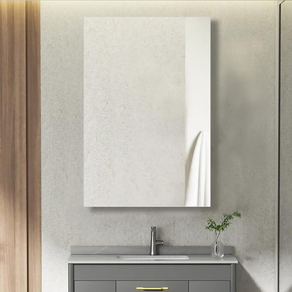 Bathroom Medicine Cabinet, 20x26 inch Mirror Cabinet of Aluminum, Assembly Needed, Surface Mount or Recessed, Medicine Cabinet with Mirror, Adjustable Glass Shelves, Waterproof for Bathroom