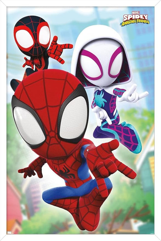 Trends International Marvel Spidey and His Amazing Friends - Webs Wall Poster, 22.37" x 34.00", White Framed Version
