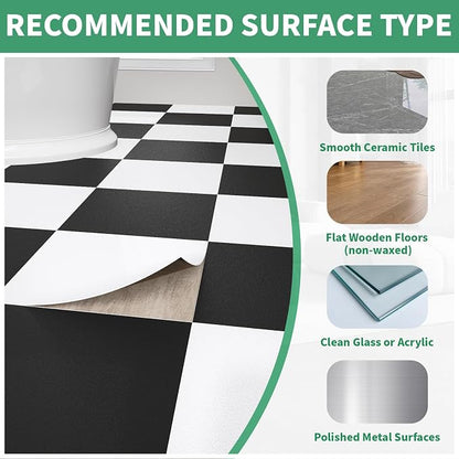 30-Pack 30 Sq.Ft Peel and Stick Floor Tiles Vinyl Matte Pattern Flooring, 12” x 12” Self Adhesive Vinyl Flooring DIY for Kitchen, Bathroom, Laundry, Pure Black&Pure White