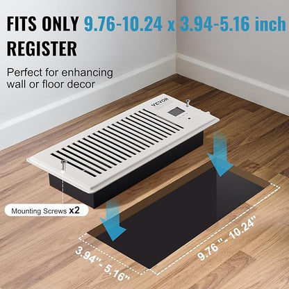 VEVOR Register Booster Fan, Quiet Vent Booster Fan Fits 4” x 10” Register Holes, with Remote Control and Thermostat Control, Adjustable 10-Speed for Heating Cooling Smart Vent, White