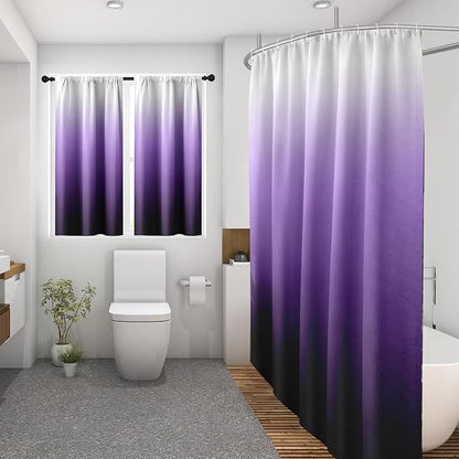 Shower Curtain Set, for Bathroom Decor 72" x 72", Ombre Lavender | Gradient Waffle Modern Waffle Textured Cloth Waterproof Matching Window Shower Curtain 36 x 30 Inches