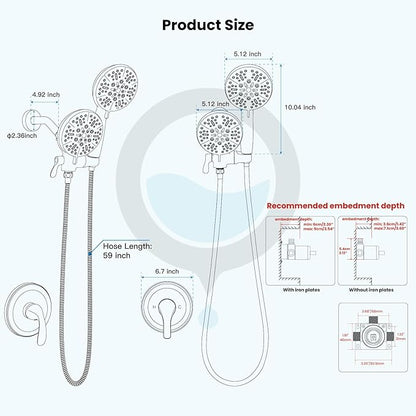 gotonovo Shower Valve and Trim Kit 2 in 1 Shower Head and Handle Set System Bathroom Shower Faucet Set 3 Modes Various Combinations High Pressure with Rough-in Valve Matte Black
