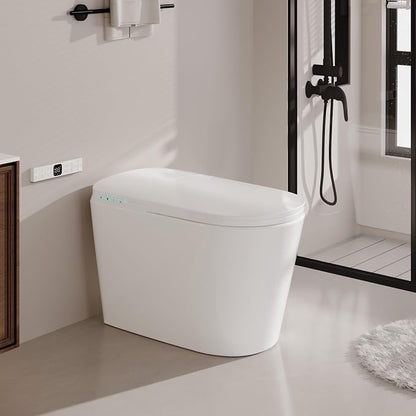 Smart Bidet Toilet w/Tank Heated Seat Cleaner Tablets Auto Flush/Lid&Seat | Foot Sensor UV-C light Electric Modern One Piece Toilet with Dryer LED Display Siphon Flush 1.28 GPF MAP 1000g