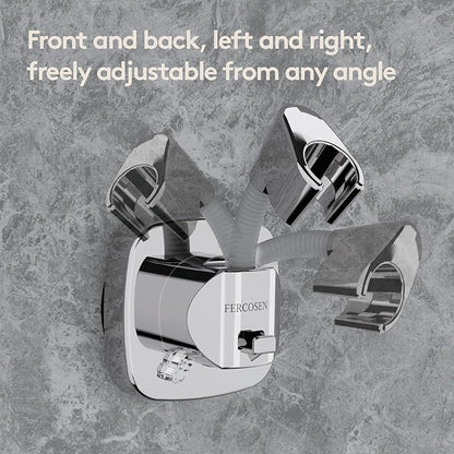 Shower Head Holder with Suction | 360° Swivel | Gray | Tool-free install in seconds, 360° swivel head, 10kg built-in storage hook, removable, rust-resistant, strong suction grip