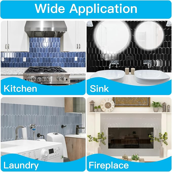 Art3d 10-Sheet Heavy-Duty Peel and Stick Backsplash, Self-Adhesive Vinyl Wall Tiles for Kitchen Countertop Bathroom, Light Blue (Pack of 2)