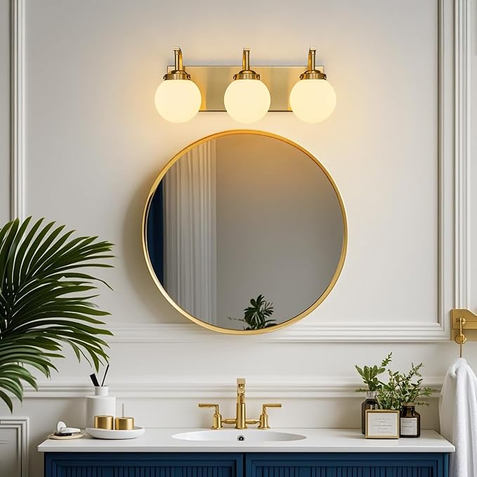 3 Lights Bathroom Vanity Light Fixtures Over Mirror Modern Gold Wall Sconce Vanity Light for Bathroom Lighting