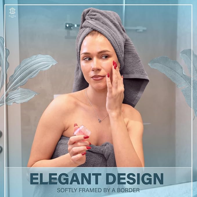 Luxe 2-Piece Bath Towel Set – Large Soft Cotton Towels, Absorbent, Durable & Skin-Friendly, Machine Washable, 27 x 54 in, Stone Grey