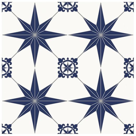 MORCART 20PCS 7.87" x 7.87" Peel and Stick Floor Tile, Blue Star | Self-Adhesive DIY Vinyl Flooring, Removable and Waterproof Tile Sticker for Bathroom, Kitchen, Wall, Bedroom, Stairs
