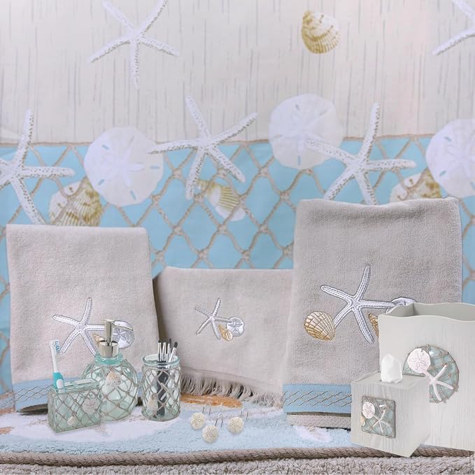 Avanti Linens - Bathroom Towel Set, 100% Soft and Absorbent Cotton Hand, Fingertip & Bath Towel, Coastal-Inspired Home Decor, Set of 3 (Seaglass)