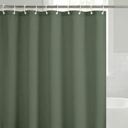 Americanflat 71x74 Solid Green Shower Curtain - Water-Resistant Long Shower Curtain with Durable Metal Grommets and 12 Hooks - 100% Polyester