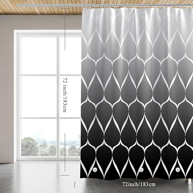 Shower Curtain Liner, 100% Waterproof Peva Shower Curtains with 3 Duty Heavy Bottom Magnets and 12 Rust Proof Grommets, 72x72 Weighted Shower Liner for Shower Stall, Bathtubs