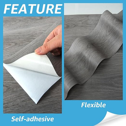 Art3d Wood Textured Peel and Stick Vinyl Floor Tiles, 40-Pack, Gray