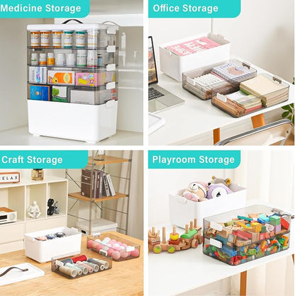 Homaigie Extra Tall 5-Tier Medicine Cabinet Organizer for Medicine Bottles Organizer, Portable Medicine Storage Box with Leather Handle, Empty First Aid Kit Container for Home, Classroom