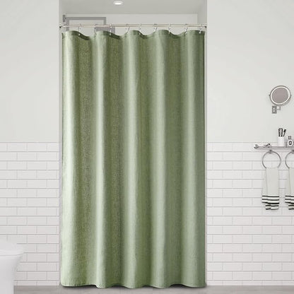 60 Inch Shower Curtain - Stall Narrow Half Green Linen Ultra Thick Fabric Shower Curtain Set with Hooks, Boho Farmhouse Rustic RV Camper Bath Curtains for Bathroom, Sage Green, 60 x 72