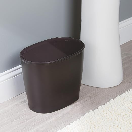 iDesign Slim Plastic Bathroom Trash Can, 2-Pack, Bronze | Small Garbage Bin, For Bedroom, Office, Desk, Dorm