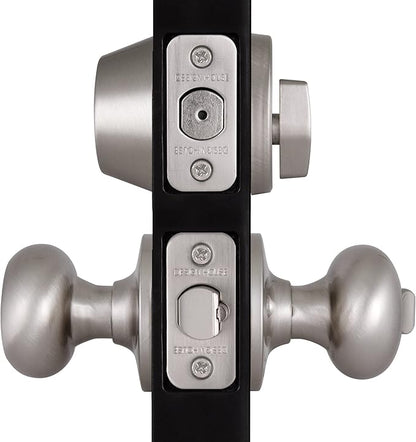 Design House 701821 Cambridge Entry Knob and Single Cylinder Deadbolt Combo Satin Nickel