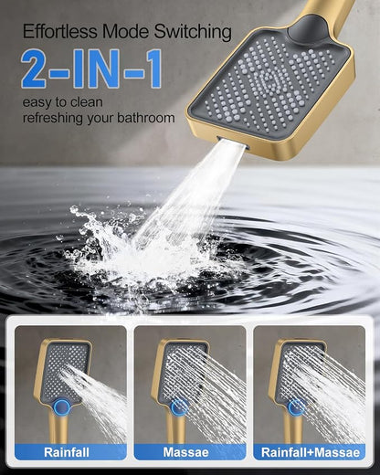 Woindo 4 Function Shower Faucet Set 12" Rain Shower Head/6'' Side Shower Head and 3 Setting Handheld Ceiling Mount Push Button Diverter Complete Rainfall Round Shower System Included Valve Trim Kit