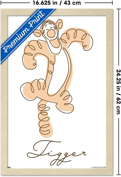 Trends International Disney Simple Moments Line Art - Tigger Wall Poster, 22.4L x 14.7W, Blonde Framed Version