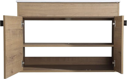 36 Inch Bathroom Vanity with Sink, Modern Freestanding Bathroom Vanity Set, Brown Vanity, Soft-Closing Door and Thick Edge Ceramic Basin - 36" (IMO, 36inch)