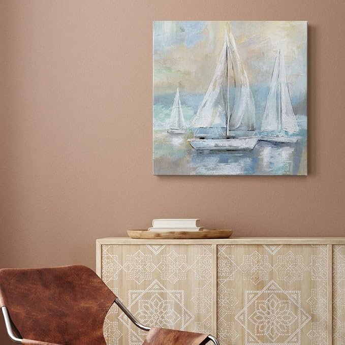 Renditions Gallery Sail Away Wall Art, Premium Gallery Wrapped Canvas Decor, Ready to Hang, 16 in H x 16 in W, Made in America Print