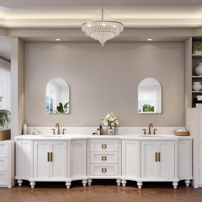 FORBATH Arched Bathroom Mirror 16x24 Inch, Silver Bathroom Mirror Wall Mounted Modern Aluminum Alloy Frame Arch Mirror for Bedroom Living Room Entryway, Hanging or Leaning Against Wall