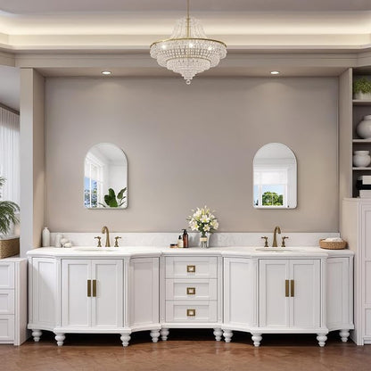 FORBATH Arched Bathroom Mirror 16x24 Inch, Silver Bathroom Mirror Wall Mounted Modern Aluminum Alloy Frame Arch Mirror for Bedroom Living Room Entryway, Hanging or Leaning Against Wall
