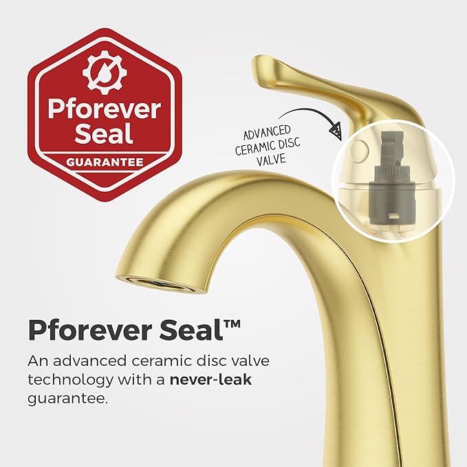 Pfister Willa Bathroom Sink Faucet, Single Control, 1-Handle, Single Hole, NSF Certified, Brushed Gold Finish, LF042MALBG