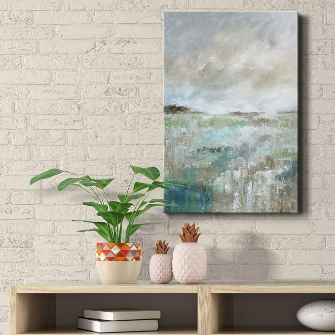 Renditions Gallery Canvas Nature Wall Art Home Paintings & Prints Rustic Cloudy Ocean Coastal Canvas Abstract Artwork Decorations for Bedroom Living Room Office Kitchen - 8"x12" LT02