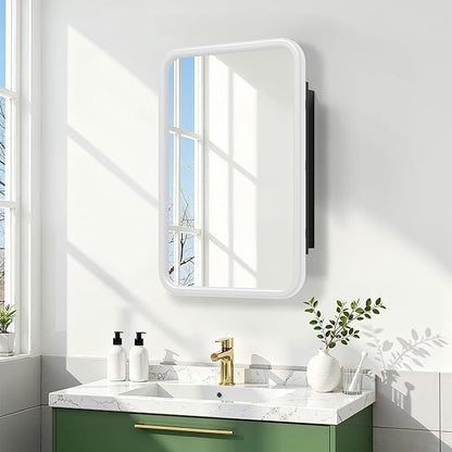 Casaphoria 30" H x 20" W Bathroom Medicine Cabinet with Mirror, Metal Frame Wall Medicine Cabinets Mirrors, Wall Mirror Cabinet, White