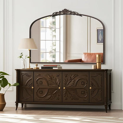 Micasso Large Bronze Vintage Mirror: 48"x33" Baroque Antique Wall Mirror | Traditional Ornate French Decorative Arched Mirror for Bedroom/Bathroom/Fireplace/Entryway/Hallway/Living Room/Dining Room