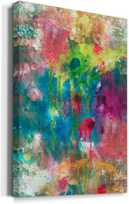Renditions Gallery Canvas Abstract Wall Art Decorations Paintings & Prints Colorful Paint Splash Modern Canvas Wall Hanging Artwork for Bedroom Living Room Office Kitchen - 12"x18" LT02