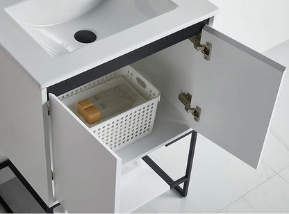 24 Inch Bathroom Vanity with Sink - Modern Knob Free Design, Elegant Space-Saving Solution for Your Bathroom - Durable, Bathroom Vanities for a Contemporary Look - Urbania Collection