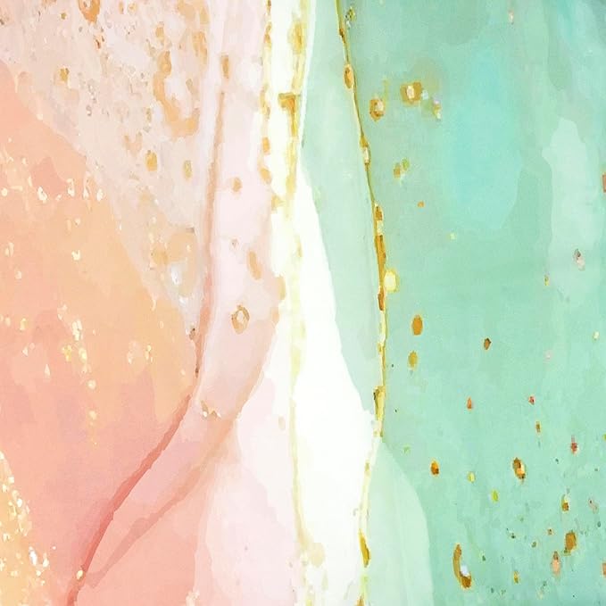 HVEST Pink Marble Shower Curtain for Bathroom,Turquoise Marble Luxury Shower Curtain with Hooks,Modern White and Gold Abstract Bathroom Shower Curtain Set Bathroom Decor,72L X 72W inches