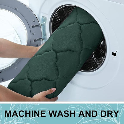 OLANLY Memory Foam Bath Mat Rug 30x20, Ultra Soft and Absorbent Bathroom Rugs, Non-Slip, Comfortable, Machine Washable Bath Carpet for Bathroom Floor, Tub Shower and Home Decor Accessories, Dark Green