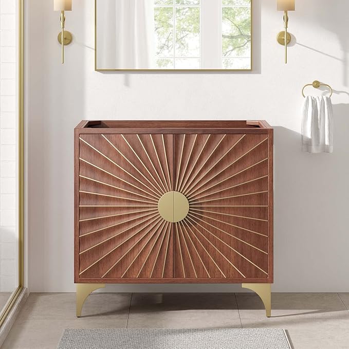 Modway Daylight Bathroom Vanity Cabinet-Sink Basin Not Included, 36 Inch, Walnut