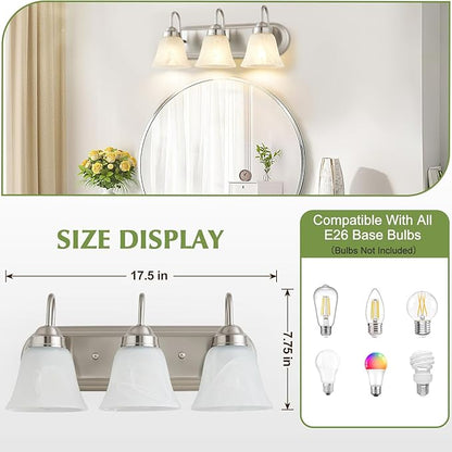 3 Light Bathroom Vanity Lights, Bathroom Light Fixtures Over Mirror, Modern Lighting Fixtures Brushed Nickel Wall Lamp Vanity Lights Apply for Mirror Living Room Cabinet Bedroom, Bulb Not Included