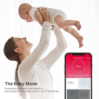 FITINDEX Scale with BMI, Body Fat, Muscle Mass, Smart Scale for Body Weight, Bluetooth, Digital, Sync with App, User Health Equipment | Body Composition Scale for Body Weight, High Accuracy for Weight Loss, Batteries Included, Multi-User Support, Home Use