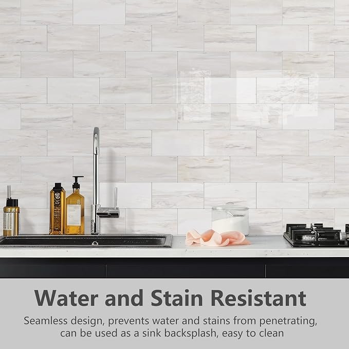 STICKGOO Subway Tile Peel and Stick Backsplash, Glossy Light Brown PVC Self Adhesive Tile Backsplash, Stick on Tile for Kitchen and Bathroom(10 Sheets)