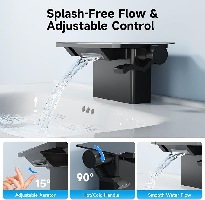 Bathroom Faucet with Storage Platform 4", 2-Hole, Matte Black | Bathroom Faucet, NSF Certified 4 Inch 2 Handle Basin Faucet, Widerspread Bathroom Sink Faucet