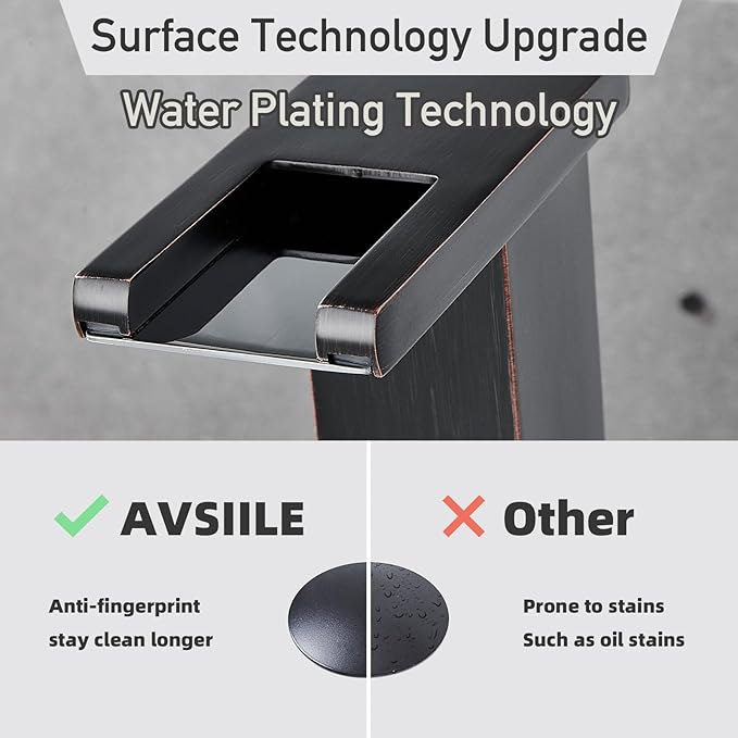 LED Bathroom Faucet 3 Hole, Oil Rubbed Bronze Waterfall Bathroom Faucets, 8 Inch Widespread Modern Bathroom Sink Faucet & Parts, Wide Spread Touch On Three Hole 2 Handle Bathroom Vanity Faucet