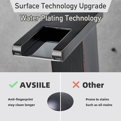 LED Bathroom Faucet 3 Hole, Oil Rubbed Bronze Waterfall Bathroom Faucets, 8 Inch Widespread Modern Bathroom Sink Faucet & Parts, Wide Spread Touch On Three Hole 2 Handle Bathroom Vanity Faucet