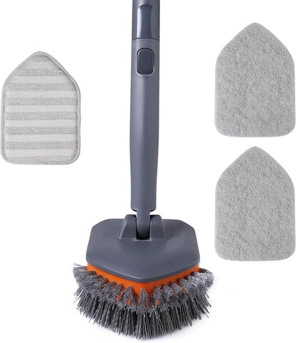 CLEANHOME Tub Tile Scrubber Brush for Cleaning Shower Tile Floor,Bathtub | 3 Different Function Cleaning Pads,56" Extendable Long Handle,No Scratch