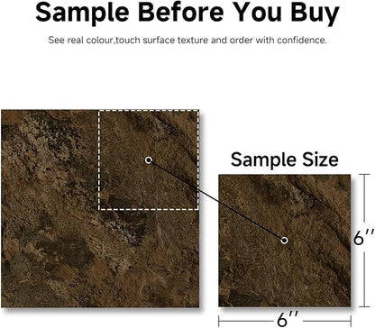 ATOPOSE Peel and Stick Vinyl Floor Tile，1 Piece Sample,6"x6" Self Adhesive Flooring for DIY Installation（ Amber Brown Sample）