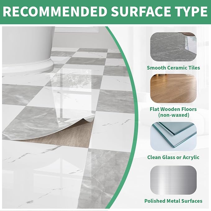 30-Pack 30 Sq.Ft Peel and Stick Floor Tiles Vinyl Matte Pattern Flooring, 12” x 12” Self Adhesive Vinyl Flooring DIY for Kitchen, Bathroom, Laundry, Light Grey&White Marble