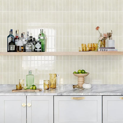 STICKGOO 10-Sheet Peel and Stick Backsplash Tile(Thicker Design) | Self Adhesive Vinyl Wall Tiles, 3D DIY Subway Tiles, Stick on Backsplash for Kitchen and Bathroom(Beige)