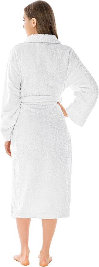 PAVILIA Premium Womens Plush Soft Robe, Fluffy Warm Fleece Sherpa Bathrobe | 260 GSM Shaggy Microfiber, Long Housecoat for Spa Shower Home College Dorm Lounging, Cozy Christmas Holiday Gift for Her